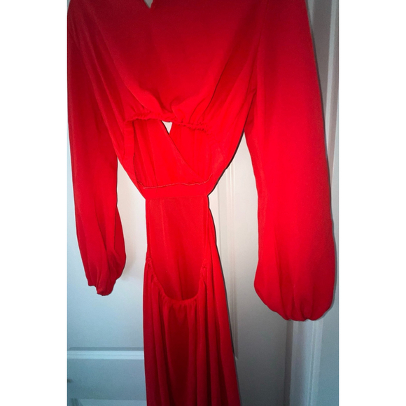 SHEIN Surplice Neck Split Thigh Cutout Dress - Picture 7 of 8